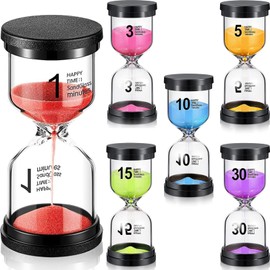 WOAZNSK 6 pcs Relojes de Arena Colorido, Temporizador de Arena con Cubierta Protectora, para niños y adultos, 1/3/5/10/15/30 Minutos, para aula, casa, oficina