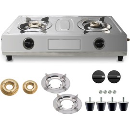 Sonret Gas Stove Double Burner , Gas Stove Burner ,  Outdoor Cooker Camping Silver
