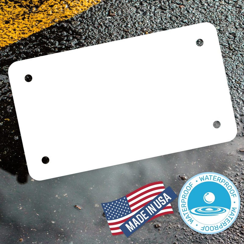Simplee Signage 4"x7" Blank White Motorcycle Vanity Plate - Perfect