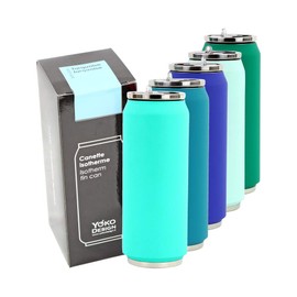 YOKO DESIGN 1304 Double Wall Stainless Steel Insulated Bottle, 7 cm, 500 ml, stainless steel, turquoise, 19 x 7 x 7 cm