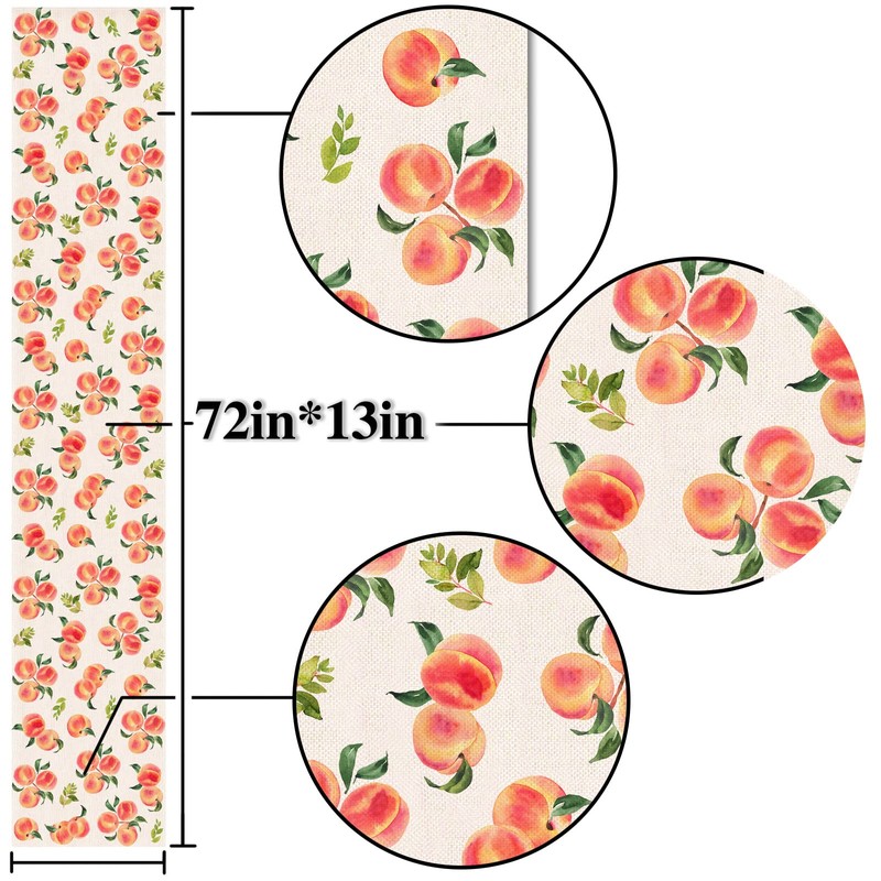 Nepnuser Peach Table Runner Sweet Peach Party Decoration Summer Fruit