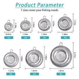 Fishing Weights Sinkers Surf Fishing Weights Coin-Sinkers Catfishing Tackle Saltwater 2oz,8pcs