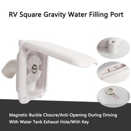 TOTMOX RV Fresh Water Locking Cap Gravity Water Inlet With Bayonet Style Cap Magnetic Attraction, White, Black