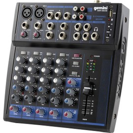 Gemini Sound GEM-08USB - 8-Channel Bluetooth Audio Mixer, Professional Compact DJ Mixer with USB Playback, Phantom Power, 3-Band EQ, and Adjustable FX