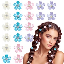 20PCS Rhinestone Petal Hair Clips, Fashion Tiny Cute Claw Clips for Girls Women, Non-Slip Small Flower Hair Accessories for Photograph Daily Party Wedding Hair Styling Accessories (4 Colors)
