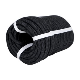 Premium Polyester Braid Rope, 3/8IN 100FT, 3520 lb High Strength Arborist Bull Rope, Multi Purpose Strong Pulling Rope, for Gardening, Camping and Swing (Black)