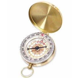 Compass for Navigation, Vintage Pocket Compass with Luminous Function, Pure Copper Shell, Waterproof Compass for Camping/Orienteering/Hiking/Marching and Collection
