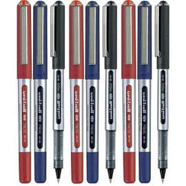 Uni Ball UB-150 Assorted Colour (9 Pack) Eye Micro Rollerball Pen 0.5mm (3 of each Colour - Red Black Blue - 9 Pens)