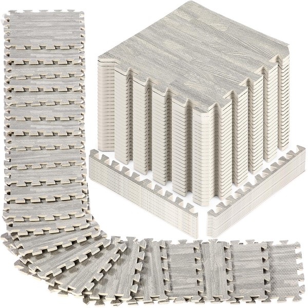 Tinideya 48 Pcs Printed Foam Tiles 12 x 12 Inch