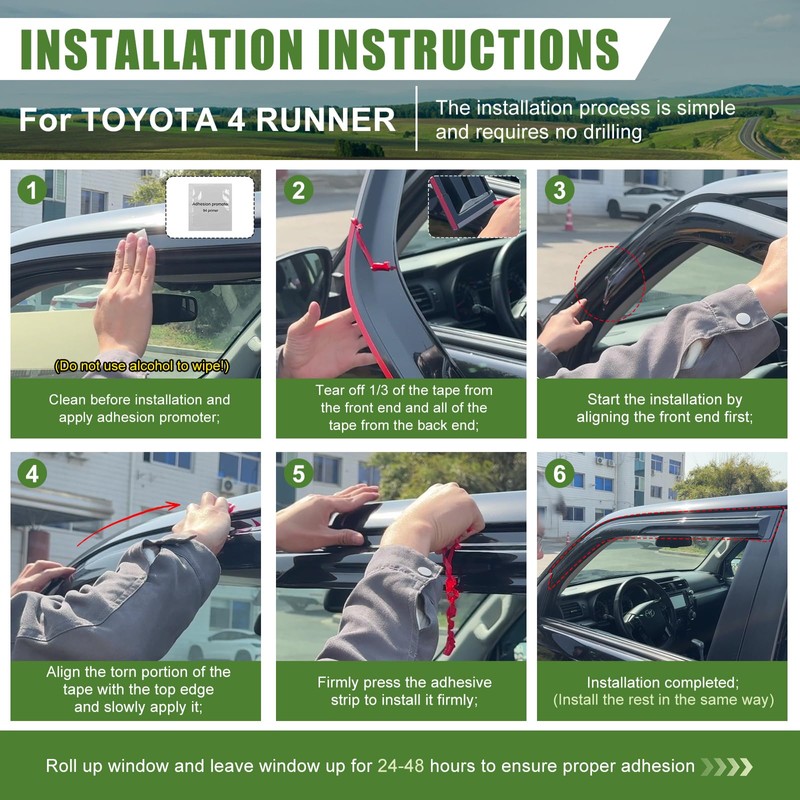 Qyebbk Window Visors Rain Guards for 2010-2022 Toyota 4Runner, Side