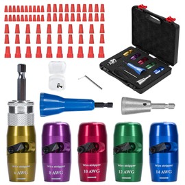 Wire Stripper Twister for Drill, 2025 Upgraded Wire Stripping Tool & Wire Twisting Connector for Cutters 6-14 AWG, 8 In 1 Professional Electrician Twister Stripping Tool with 70PCS Nuts
