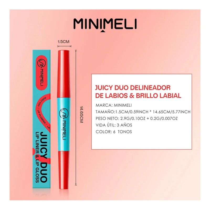 Minimeli Juicy Delineador Y Brillo Labial 2 En 1 Hidratante