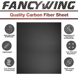 FANCYWING 200X300X3.0MM 100% 3K Carbon Fibre Laminate Plate Plain Weave Panel Sheet 3.0MM Thickness (Glossy Surface)