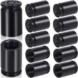 Isslly 12PCS Black Bullet Shaped Valve Stem Caps, Aluminum Alloy Universal Dustproof Tire Valve Stem Covers for Cars, SUV, Trucks, Bike, Motorcycle