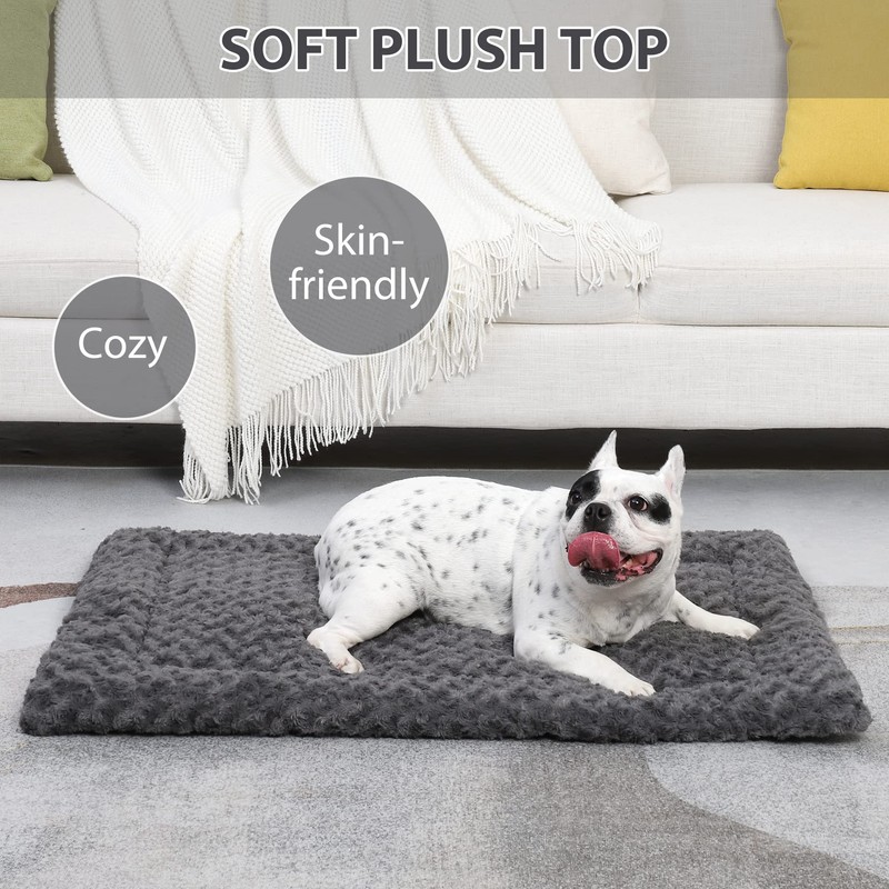 Washable Dog Bed Mat Crate Pad Soft Fluffy Pet Kennel