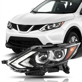 BRYGHT Halogen Headlight Assembly Replacement fit for 2017 2018 2019 Nissan Rogue Sport SL S SV with LED DRL Projector Headlamps, Left Driver Side LH, w/o Bulbs