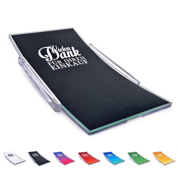 WIRKSAMWERBEN Payment Plate Cash Tray with Scratch-Resistant Glass Cover, Black,