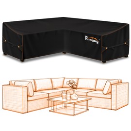 Rimwig Outdoor Sofa Covers Waterproof 70x70inch V-Shape Furniture Covers 420D Heavy Duty Oxford Fabric Outdoor Rattan Corner Sofa Cover with rainproof windproof garden Furniture Cover