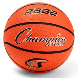 Champion Sports Rubber Junior Basketball, Heavy Duty - Pro Style Basketballs and Sizes - Premium Basketball Equipment, Indoor Outdoor - Physical Education Supplies (Size 5, Orange)