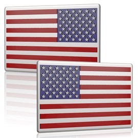 2 Pack American Flag Sticker, 3D Car Military Patriotic Emblem Decal, Color 5"x 3" Small Bumper US Stickers Decal Compatible with with Jeep, Trucks, RV, SUV and More (One Left and One Right)