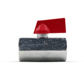 DOJA Barcelona Mini Ball Valve, Red, 3/8 Inch, Female Thread, Mini Stopcock, Chrome-Plated Brass, Mini Shut-off Valve for Water Pumps, Tanks, Outdoor Valve, Water Connections