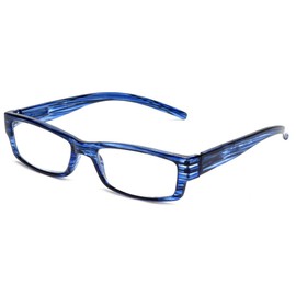 Calabria 757 Crystal Striped Reading Glasses +5.00 Blueberry Blue Women Trendy Vibrant Readers Vintage Eyeglass w/Soft Case