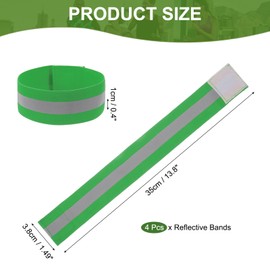 PATIKIL Adjustable Reflective Running Bands for Wrist Arm Ankle Leg 13.8x1.5Inch, 4 Pack High Visibility Reflective Armbands Gear for Women Men Night Running Walking Cycling, Dark Green