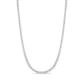 GLD Round Cut Tennis Necklace - 3MM, 16" White Gold-Plated Iced Out Tennis Chain for Men and Women - Designed in Miami - Built to Last