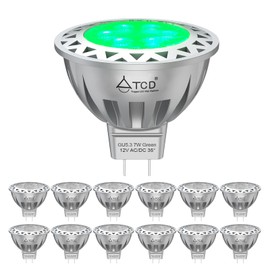 ATCD 7W MR16 LED Bulbs, 12V GU5.3 Base, 600LM 50W-75W Halogen Bulb Equivalent, Green Lighting, MR16 Bulbs for Indoor/Outdoor Spotlight Path Stair Driveway Recessed Lighting 12-Pack