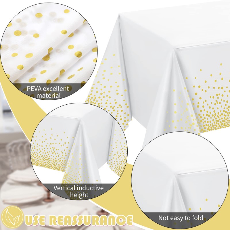 Tegeme Rectangular Polyvinyl Chloride Tablecloth, 54 x 108 inches, White,