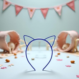 Jinshining 2 Pcs Blue Simple Comfortable Plastic Cat Ears Headband Women's Headbands Hair Accessories，Women's and Girl Fashion Headbands