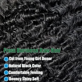 Extensiones de cabello humano rizado birmano de 30 cm (12 pulgadas), 4 unidades, 100% sin procesar, tejido rápido, ondas al agua, 3C4A, color negro na