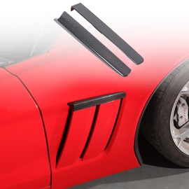 Car Front Fender Side Vents Cover Trim Compatible with Chevy Corvette C6 Grand Sport, Air Flow Intake Hole Grille Spoiler Auto Exterior Fender Badges Emblem Accessories (Carbon Fiber Pattern A)