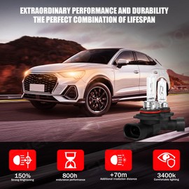 OQSNCV Fit for Ford Transit 150 250 350 (2014-2024) Halogen Headlight Bulbs, 9005 High Beam + H11 Low Beam Headlamp Replacement Bulbs Kit, Pack of 4