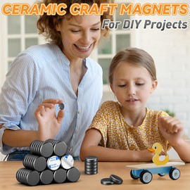 MUKFIRM 100 Pack Strong Craft Magnets for Fridge, Ceramic Magnet for Crafts Strong, Adhesive Round Magnets for Crafts, Magnet with Adhesive Back for Picture Frames, 25X3mm