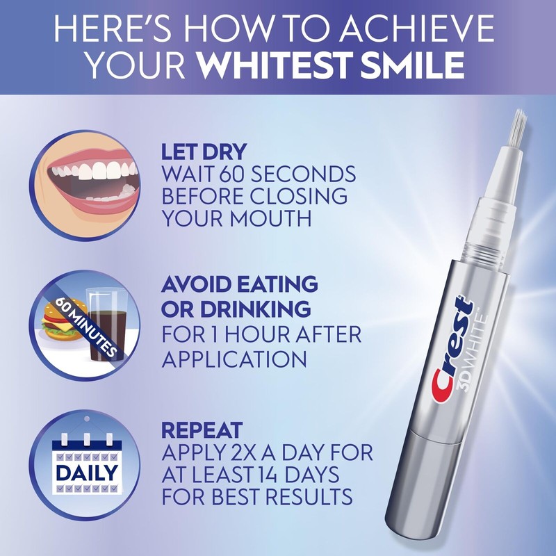 Crest 3DWhite Teeth Whitening Pen 0.13 Fl Oz Easy Stain