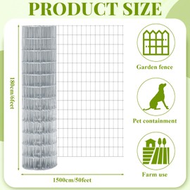 Gisafai 72in x 50ft Tall Welded Wire Fencing Farm Fence for Dog Goat Deer Cattle Hog Chicken Outdoor Yard Garden, 2 Inch x 4 Inch 16 Gauge, Metal Wire Mesh Netting for Vegetable Plant Protection