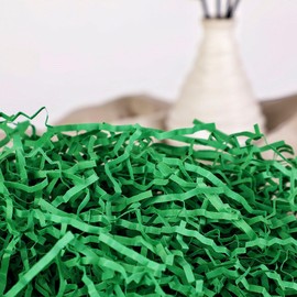 PLINJOY 4 OZ Crinkle Cut Paper Shred Filler for Gift Basket Shredded Confetti Paper Box Stuffing Easter Basket Grass (Green)