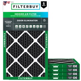 Filterbuy 18x30x1 Air Filter MERV 8 Odor Eliminator (5-Pack), Pleated HVAC AC Furnace Air Filters Replacement with Activated Carbon (Actual Size: 17.75 x 29.75 x 0.75 Inches)