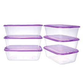 KIGI 6 PACK 40OZ Rectangular Meal Prep Container Plastic Food Containers with Lid