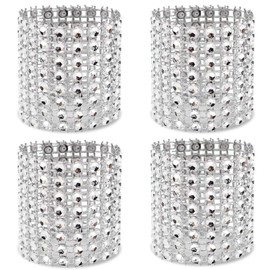 YYaaloa 50 PCS 5.1'' by 1.5'' Imitation Diamond Rhinestone Napkin Rings for Wedding Party Banquet Reception Catering Decoration (Silver 50PCS)