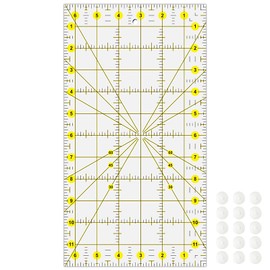 VPVPV Quilting Rulers, Acrylic Ruler, 6.5 X12 Inch with Non-Slip Rings 15 Pieces for Quilting and Sewing