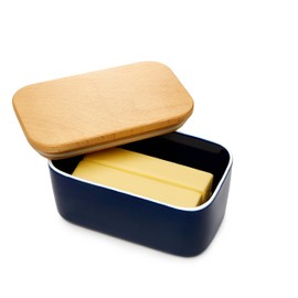 Sweese Large Butter Dish with Lid for Countertop, Airtight Butter Keeper Holds Up to 2 Sticks of Butter, Porcelain Butter Container for Kitchen Decor and Accessories for Kitchen Gift, Navy