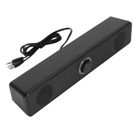 USB Computer Speakers, Volume Knob Wired Desktop Soundbar Dual 5W Active Full Frequency Drivers Simple for Laptop
