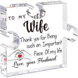 DIGIELE Gifts for Wife, Valentines Day Gifts for Wife, Wedding for Her, Wife Romantic Gifts Acrylic Puzzle Plaque for Birthday, Christmas, Mothers Day Present, Home/Office Desk Decor