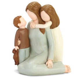 Carracci Mother and Kids Figurines, Sculpted Hand-Painted Mom and Two Children Statues, Mother Son Daughter Figures Gifts for Mother’s Day Anniversary Birthday