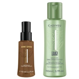 Brasil Cacau BTX Vegan Smoothing Treatment KIT, 100ml, Bonus Shine Serum Professional Hair Treatment, Formaldehyde-Free, Botanical Collagen Formula, Anti-Frizz Protection, Straight Hair