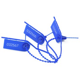 LeadSeals 100 PCS Plastic Tamper Seals Pull Tight Security Seals Tags Breakaway Seals Numbered Zip Ties Disposable Self-Locking Ties for Fire Extinguisher, Tear Off Type, 210mm Length