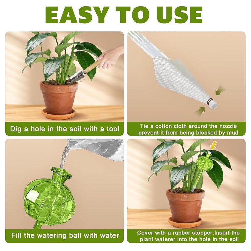 4pcs Self Watering Flower Globes Decorative Automatic Plants Watering Bulbs