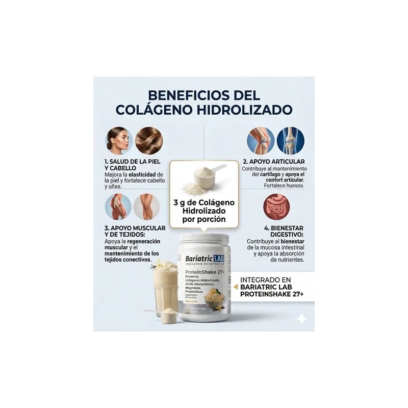 Proteína Whey Vainilla Con Colágeno Probióticos Bariátrico